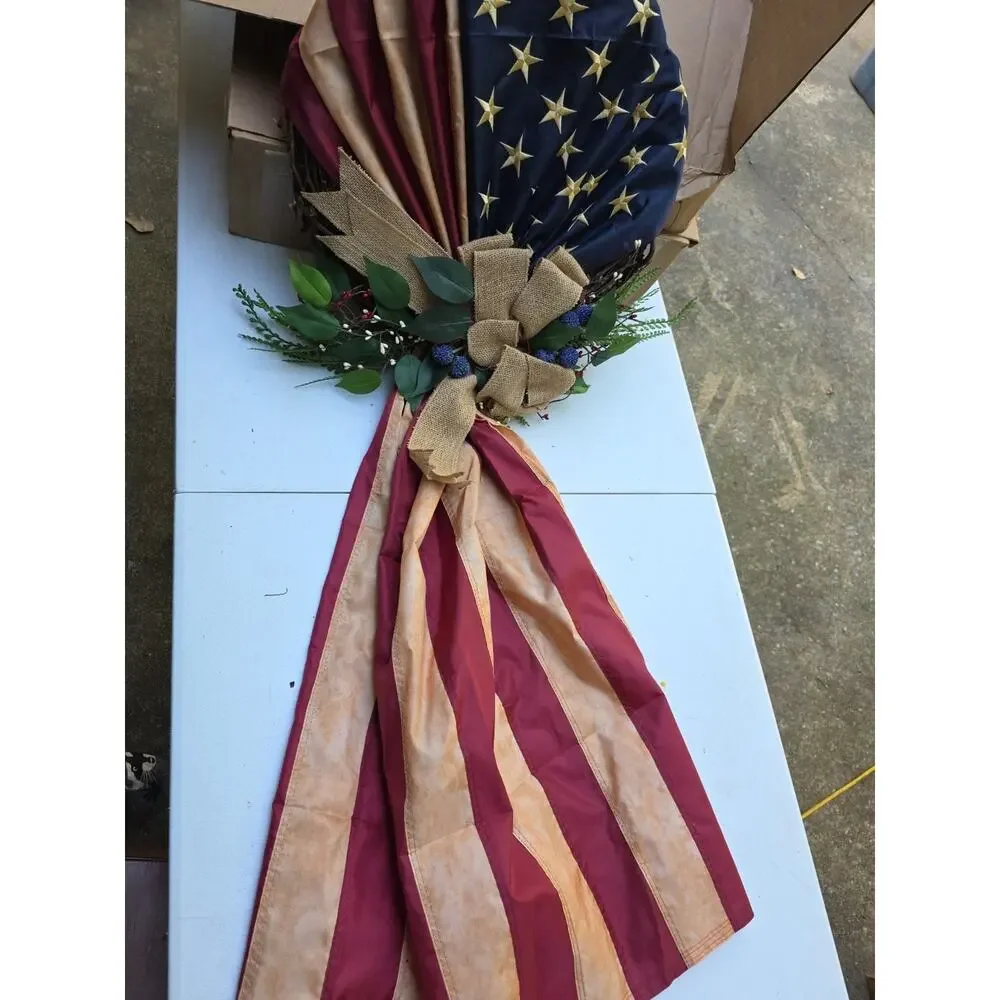 American Flag Wreath, Memorial Day Wreath, Red White Blue Front Door Wreath, 4th